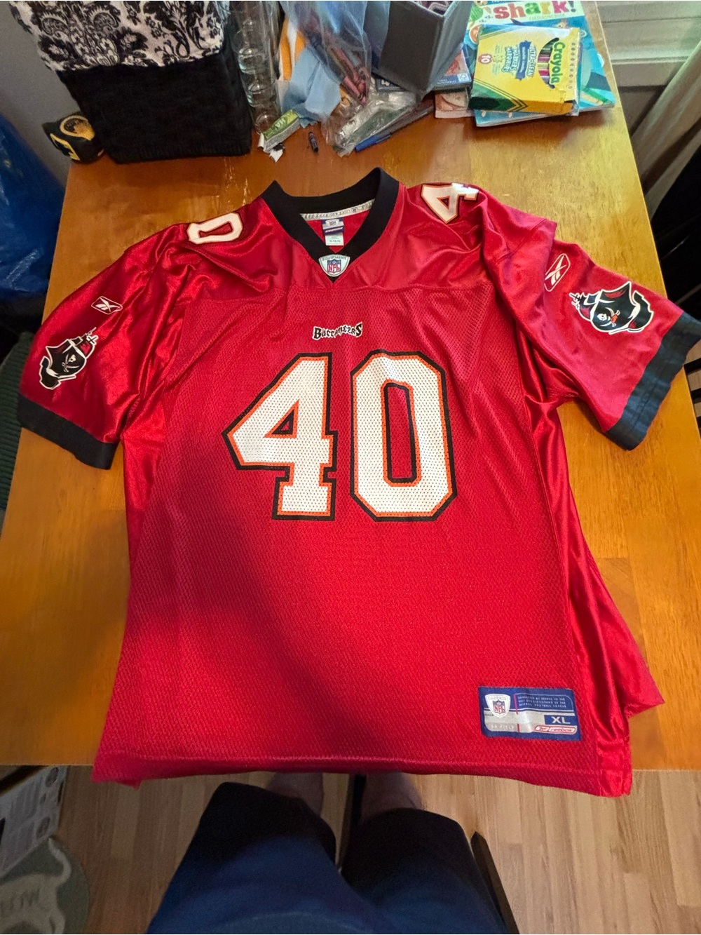Mike Alstott Reebok NFL Red and Black Football Jersey XL